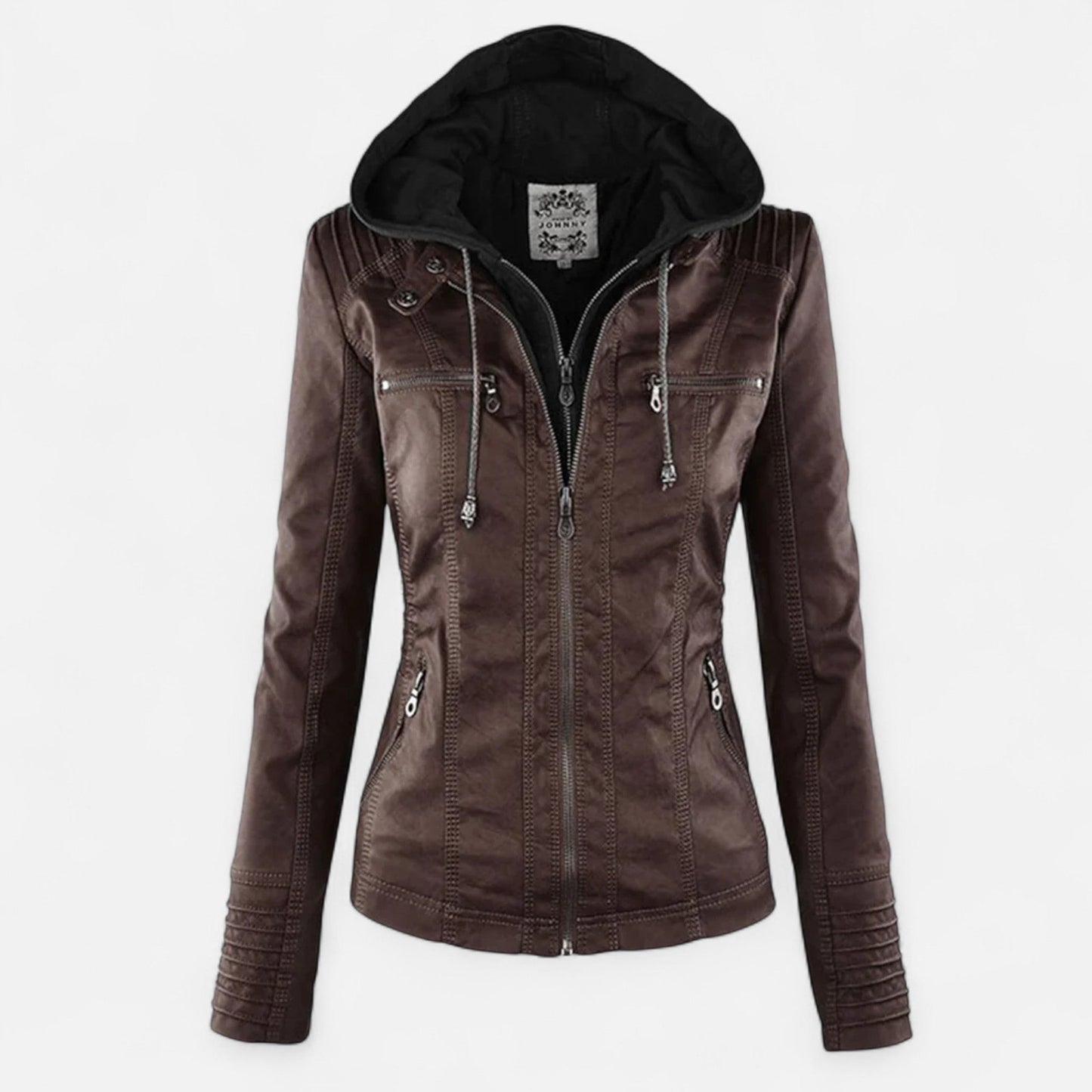 Veste en Cuir Pleine Fleur Coupe Ajustée pour Femme