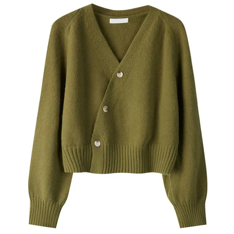 Cardigan Court Fermeture Croisée Asymétrique pour Femme