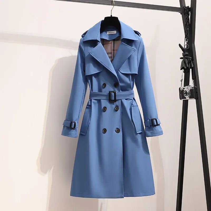 Trench-Coat Long Ceinturé Larges Revers pour Femme