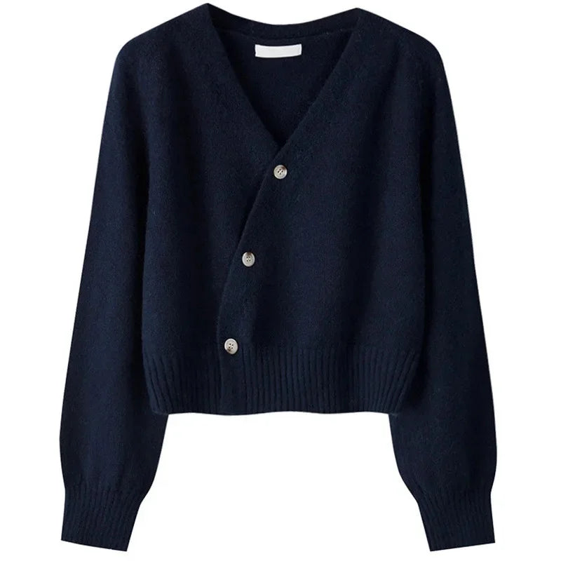 Cardigan Court Fermeture Croisée Asymétrique pour Femme