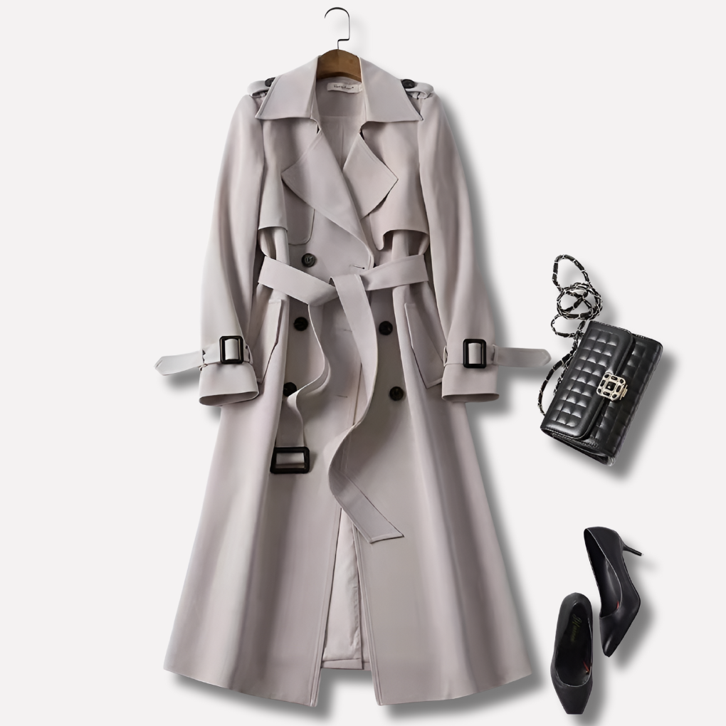 Trench-Coat Taille Cintrée Pattes d'Épaule pour Femme