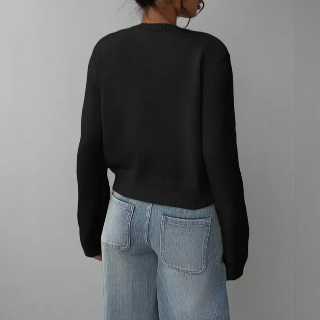 Cardigan Court Boutonné Col Rond pour Femme