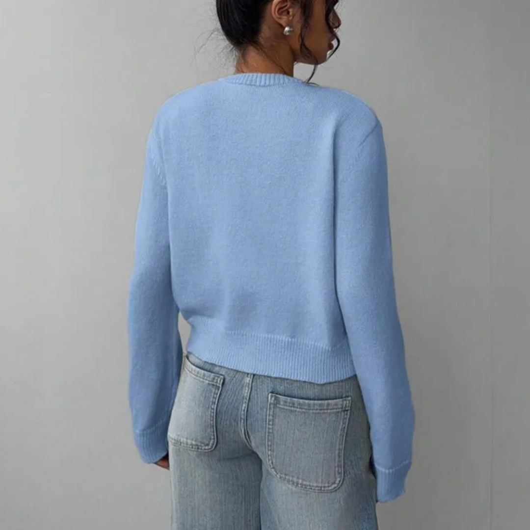Cardigan Court Boutonné Col Rond pour Femme