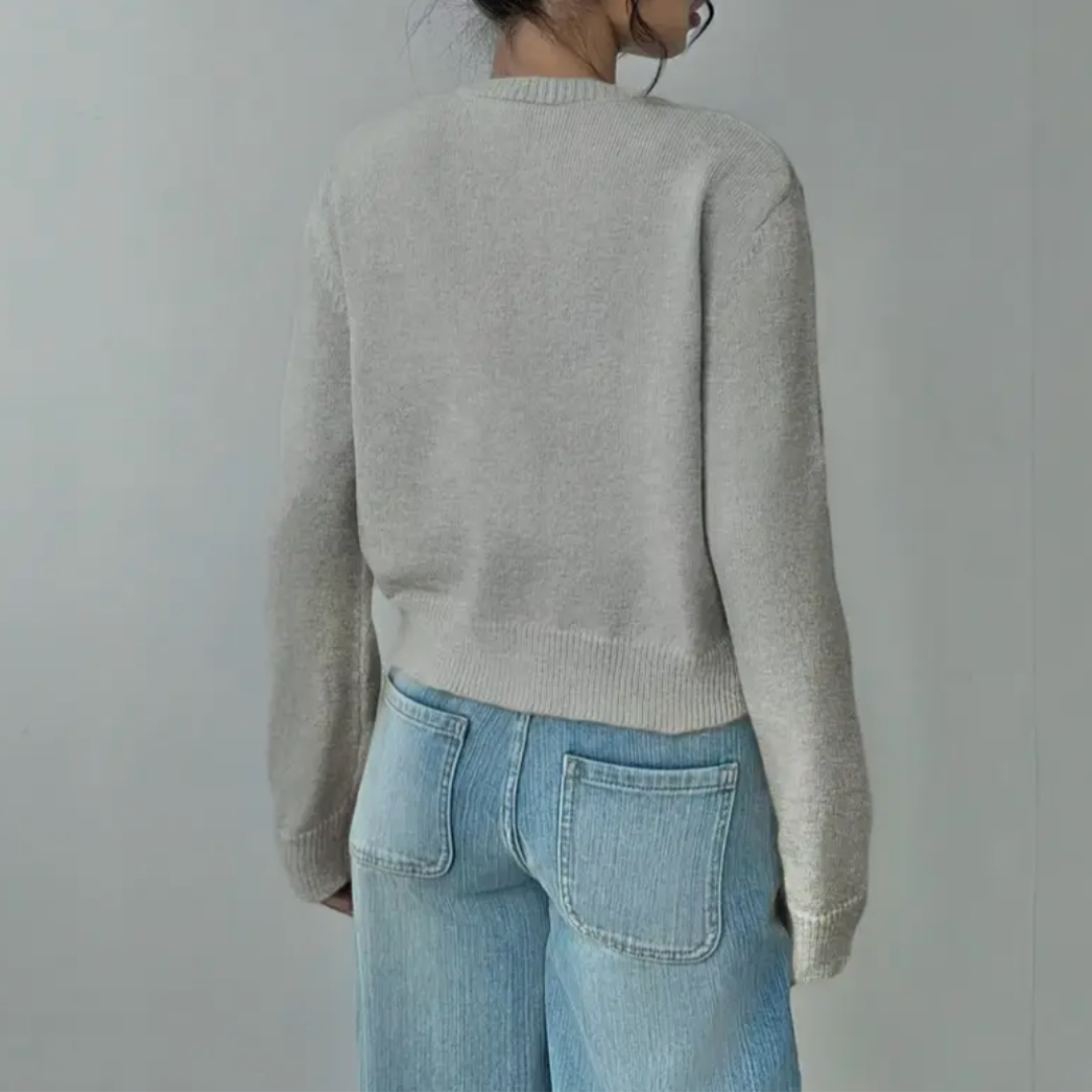 Cardigan Court Boutonné Col Rond pour Femme
