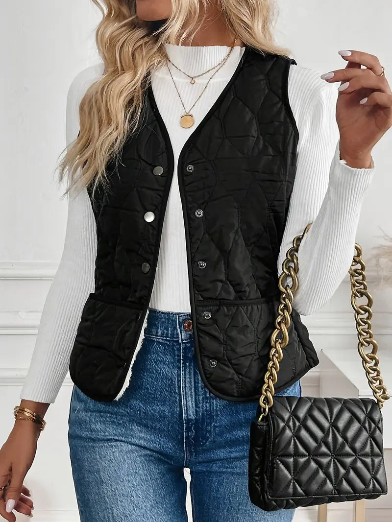 Gilet Matelassé Losange Doublure Sherpa pour Femme