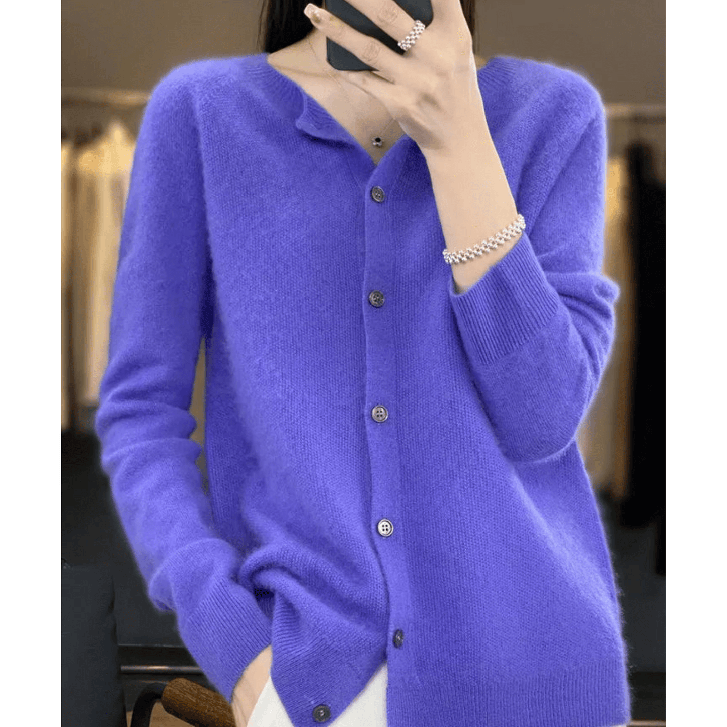 Cardigan Col en V Boutonné pour Femme