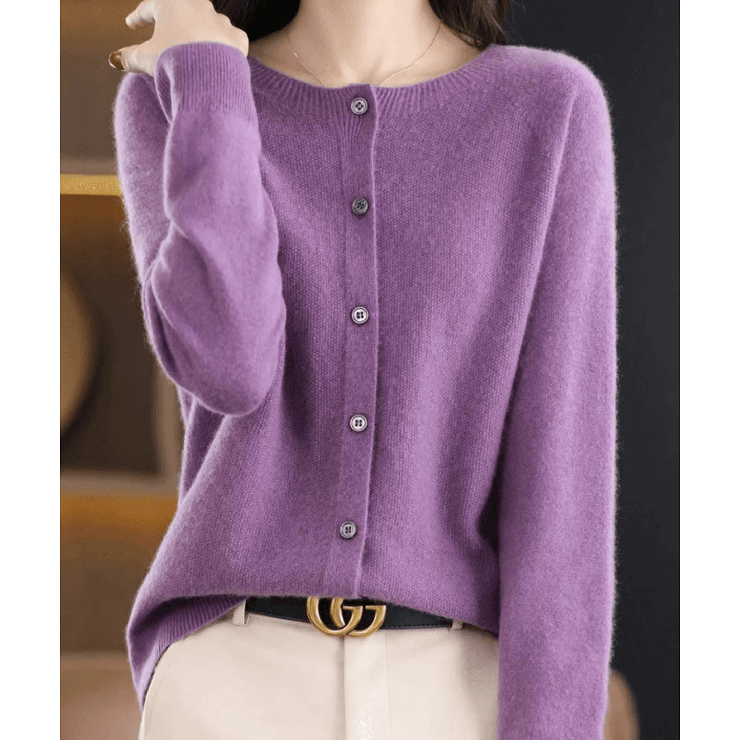 Cardigan Col en V Boutonné pour Femme