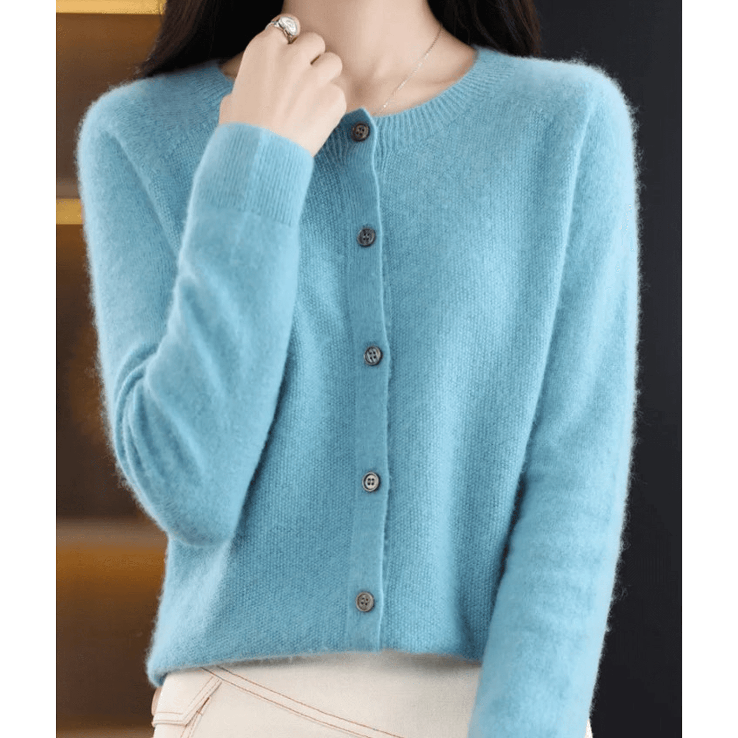 Cardigan Col en V Boutonné pour Femme