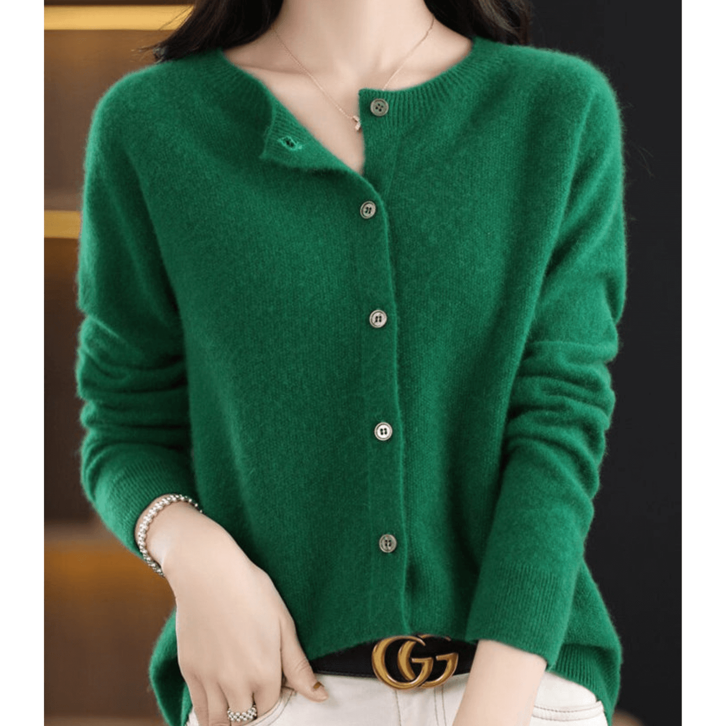 Cardigan Col en V Boutonné pour Femme