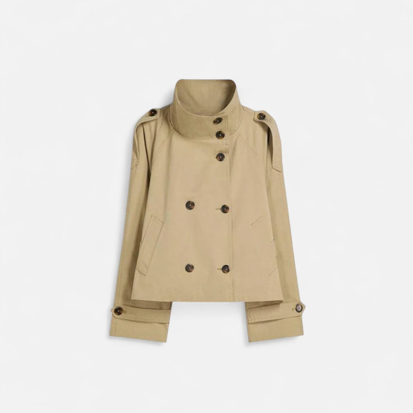 Trench Court Double Boutonnage Col Montant pour Femme