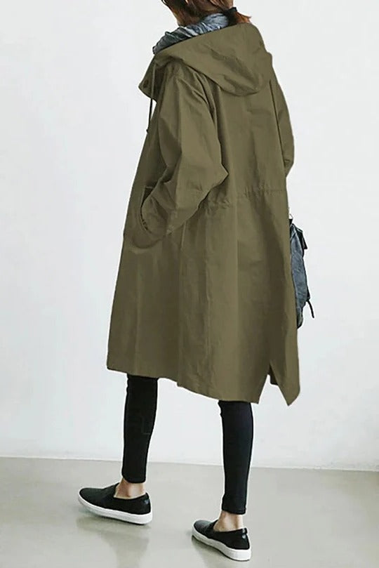 Trench-Coat à Capuche Coupe Ample pour Femme