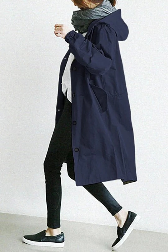 Trench-Coat à Capuche Coupe Ample pour Femme