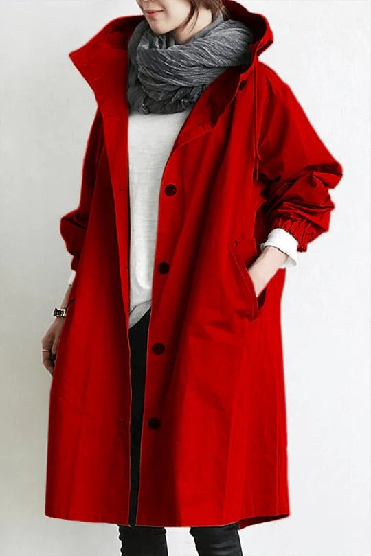Trench-Coat à Capuche Coupe Ample pour Femme