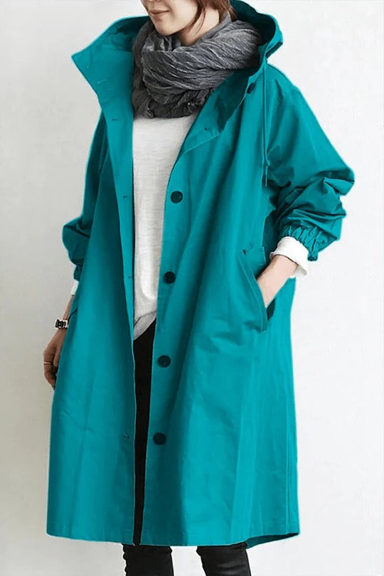 Trench-Coat à Capuche Coupe Ample pour Femme