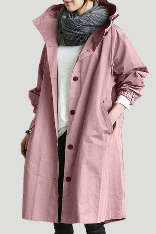 Trench-Coat à Capuche Coupe Ample pour Femme