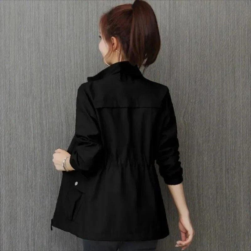 Trench-Coat Léger Col Montant Poches pour Femme