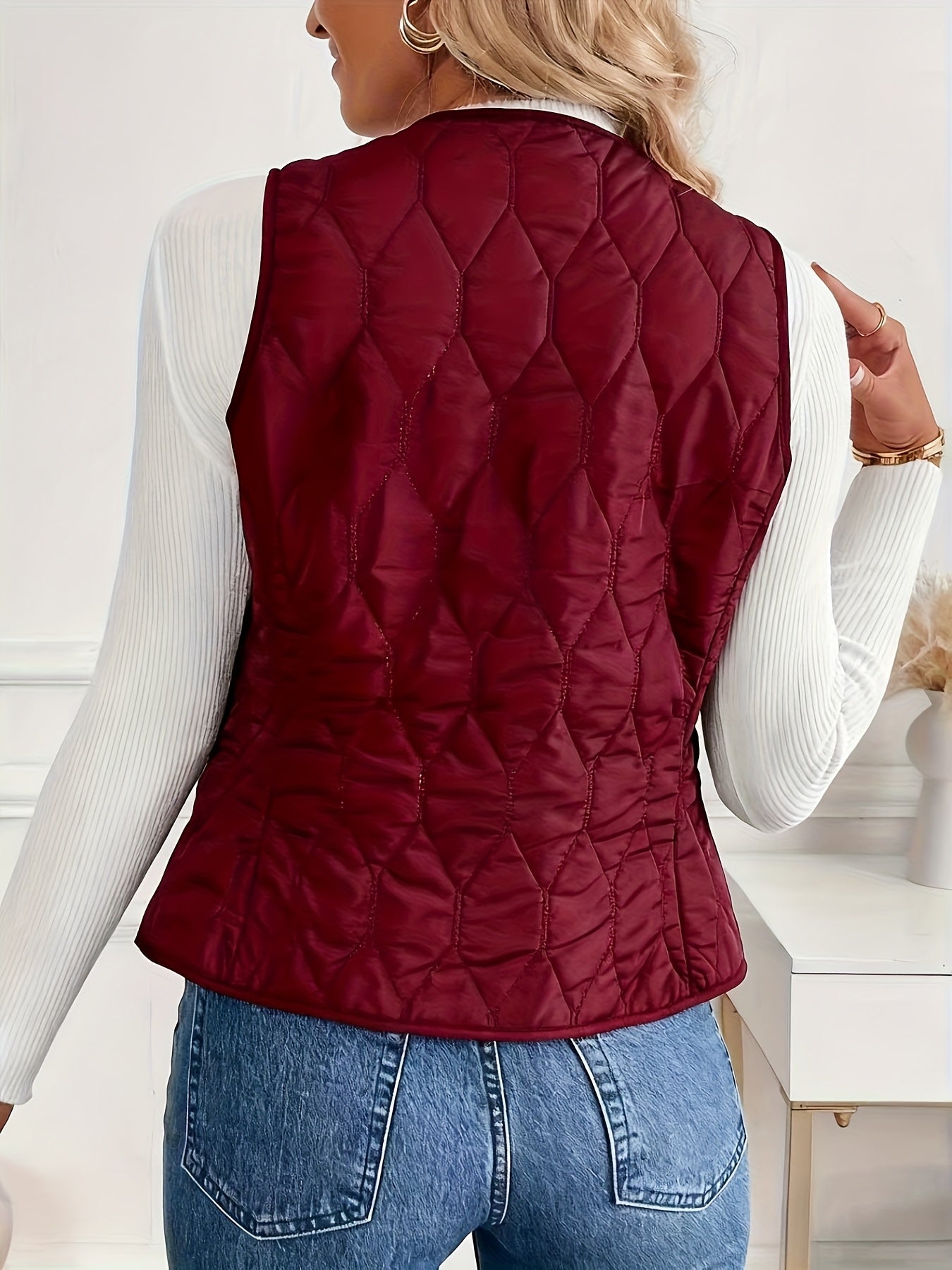 Gilet Matelassé Losange Doublure Sherpa pour Femme