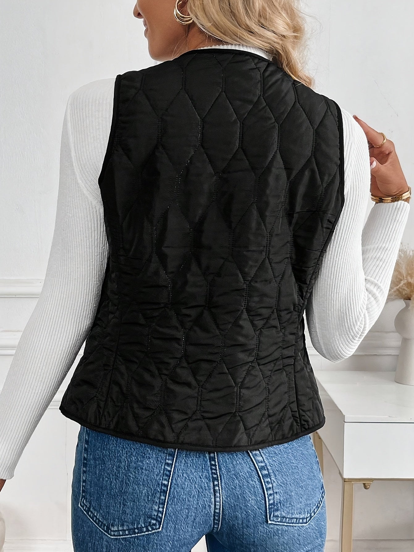 Gilet Matelassé Losange Doublure Sherpa pour Femme
