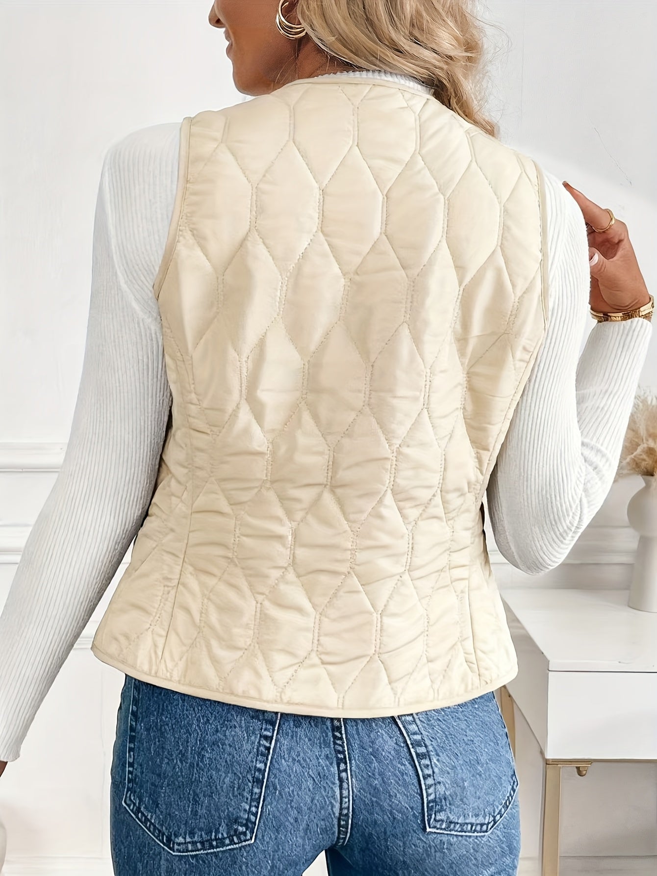 Gilet Matelassé Losange Doublure Sherpa pour Femme