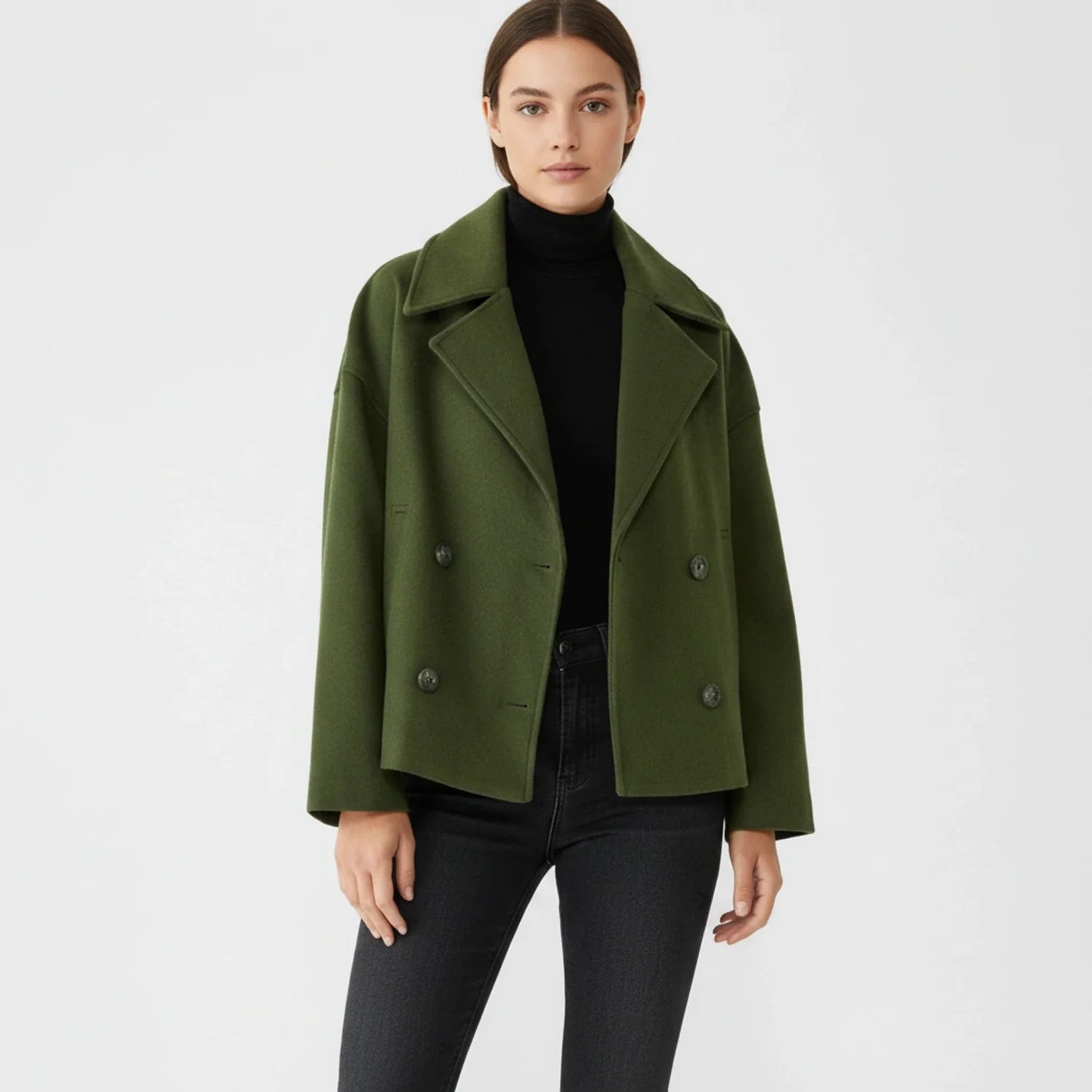 Caban Court Oversize Double Boutonnage pour Femme